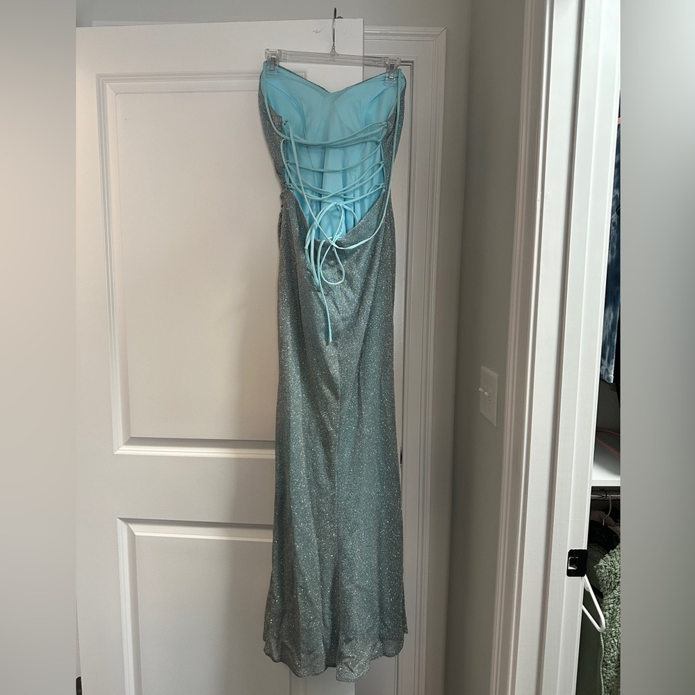 Aqua/Turquoise Sparkle Prom Dress